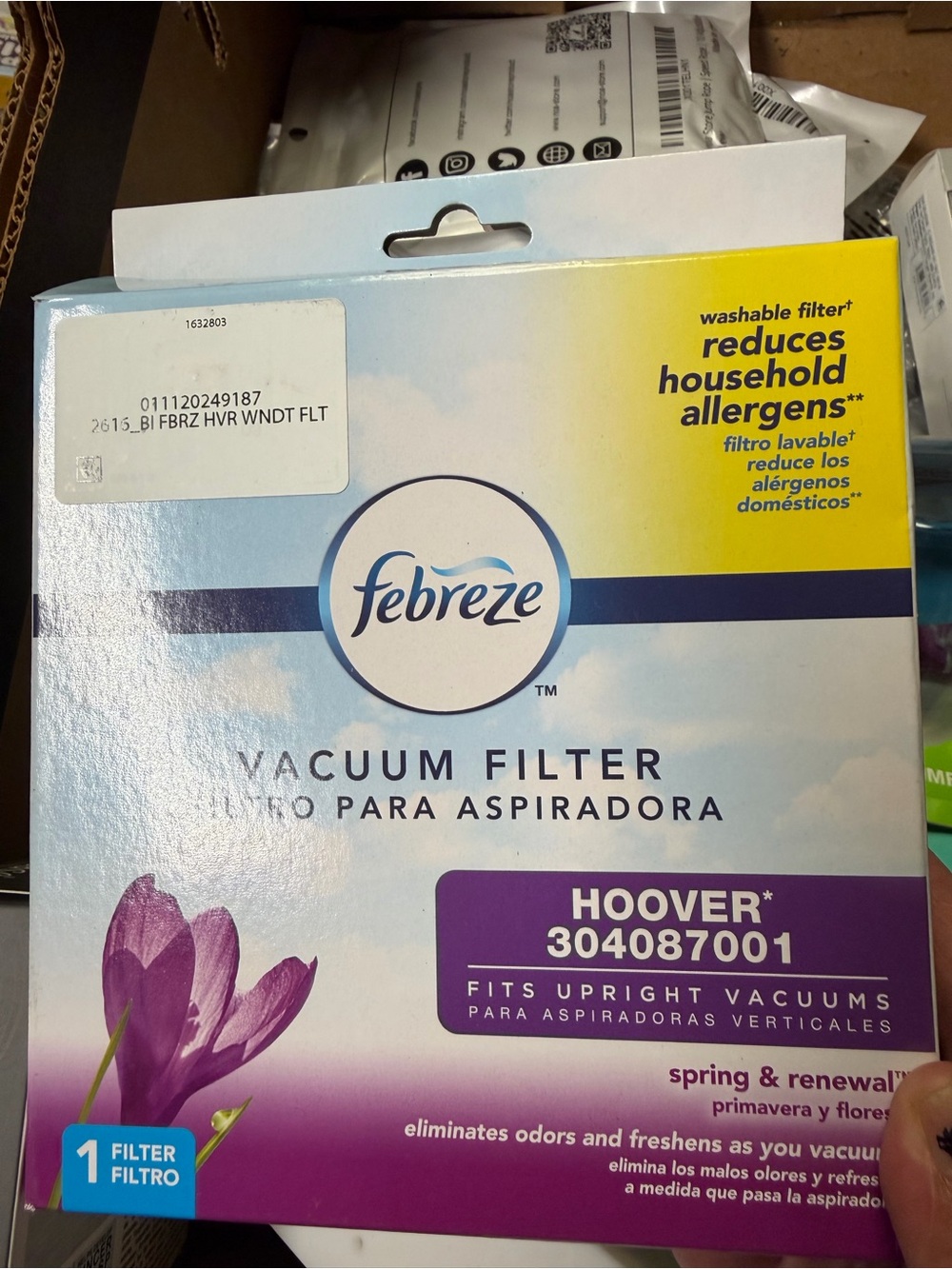 Febreze Vacuum Filter for Hoover - Purple, White, Yellow